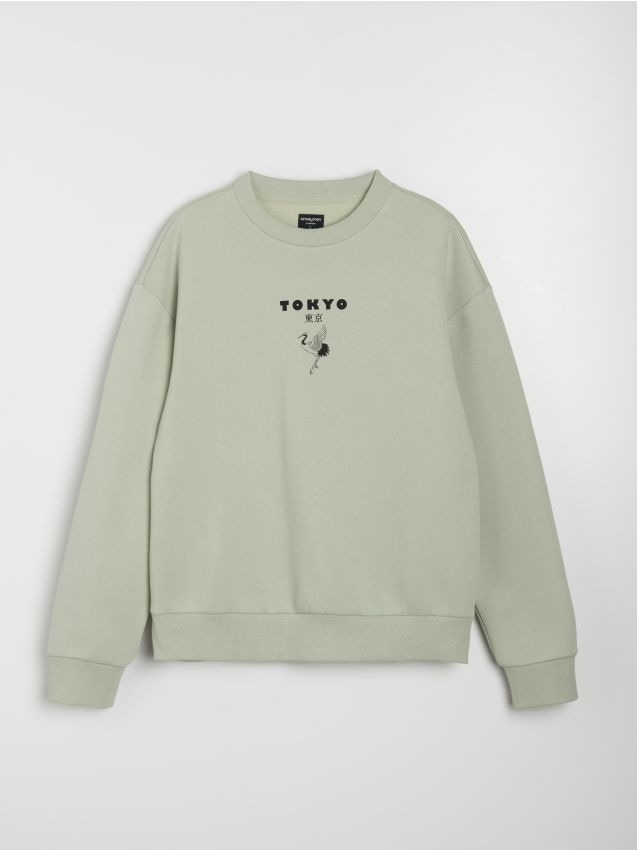 Felpa crewneck con stampa comfort - verde pallido