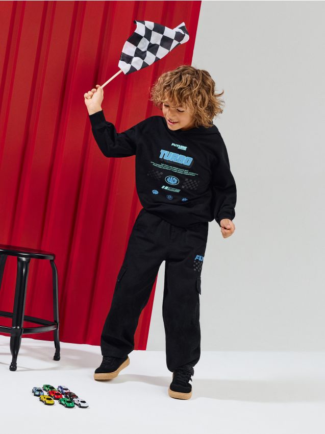 Sinsay - Pantaloni balloon cargo din bumbac - negru