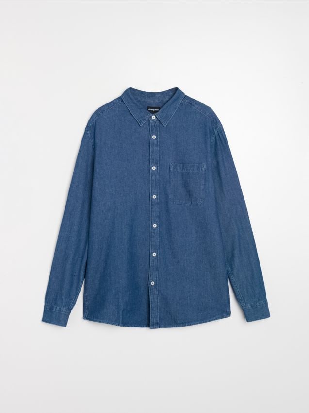 Sinsay - Cămașă din bumbac - bleumarin