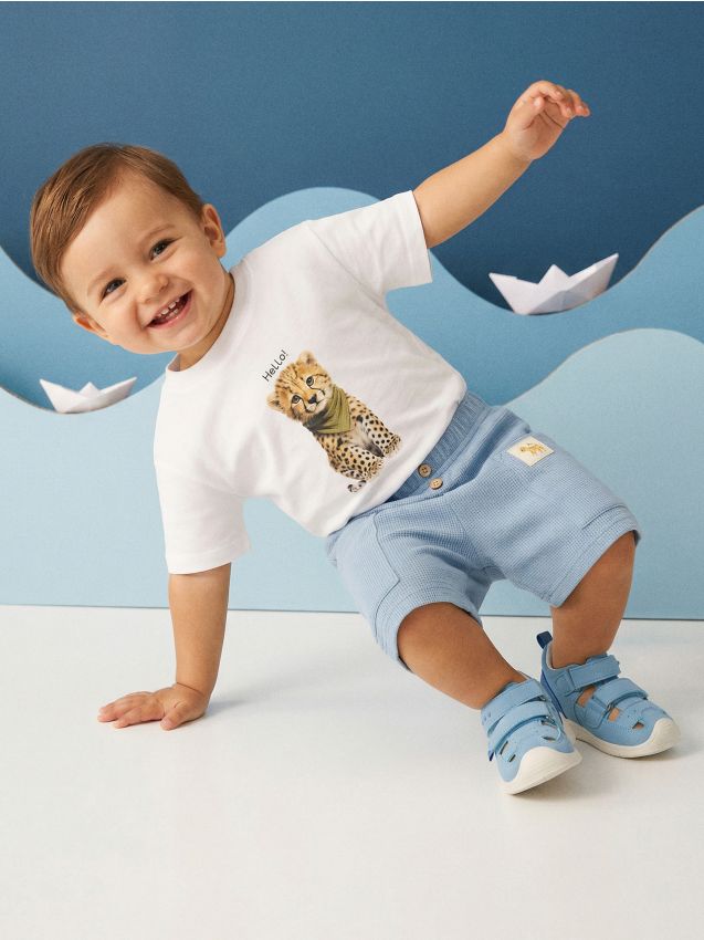 Sinsay - Sandale cu talpă interioară din piele - albastru-pal