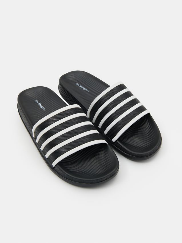 Ciabatte slides a righe - nero