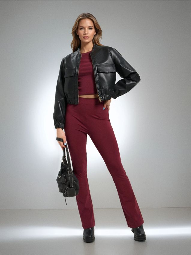 Sinsay - Pantaloni flare - bordo