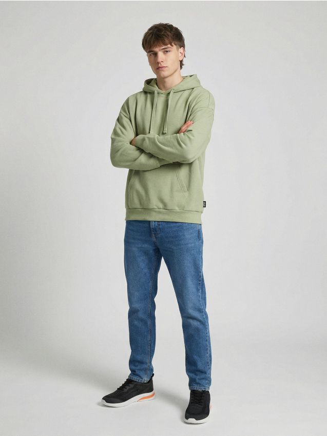 Sinsay - Hanorac din amestec de bumbac - verde-pal