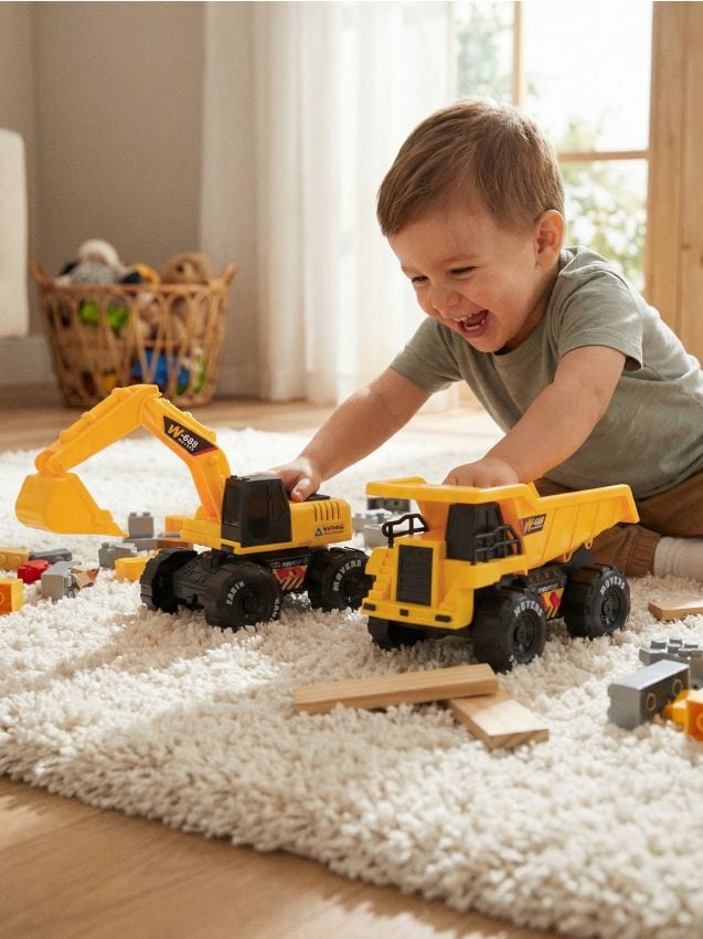 Sinsay - Set de vehicule de construcții: basculantă și excavator 2 pack - galben