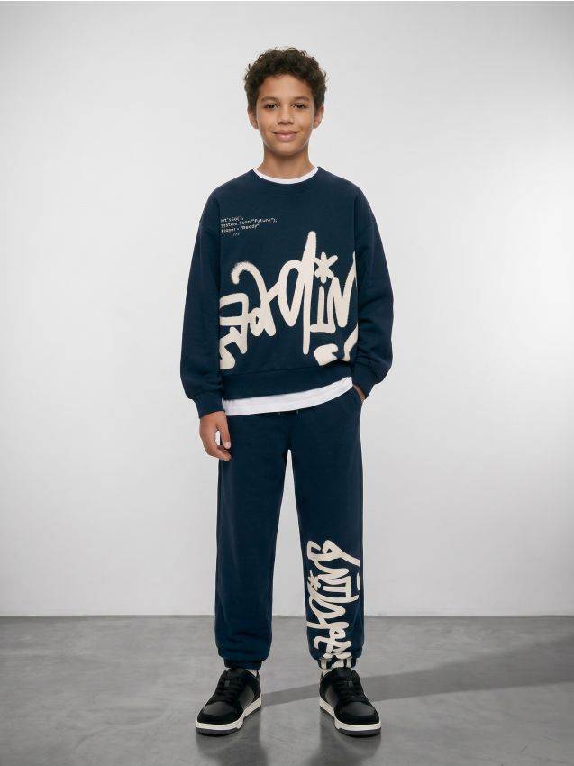 Sinsay - Pantaloni de trening jogger oversize - bleumarin