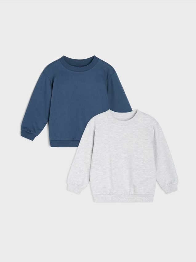 Sinsay - Hanorace crewneck din bumbac 2 pack - bleumarin