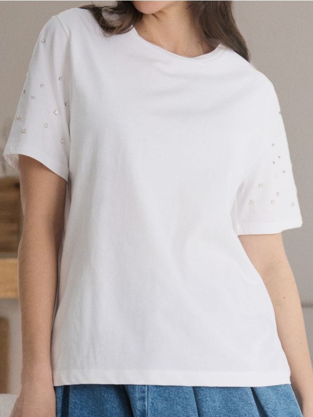 Sinsay - Tricou din bumbac - alb