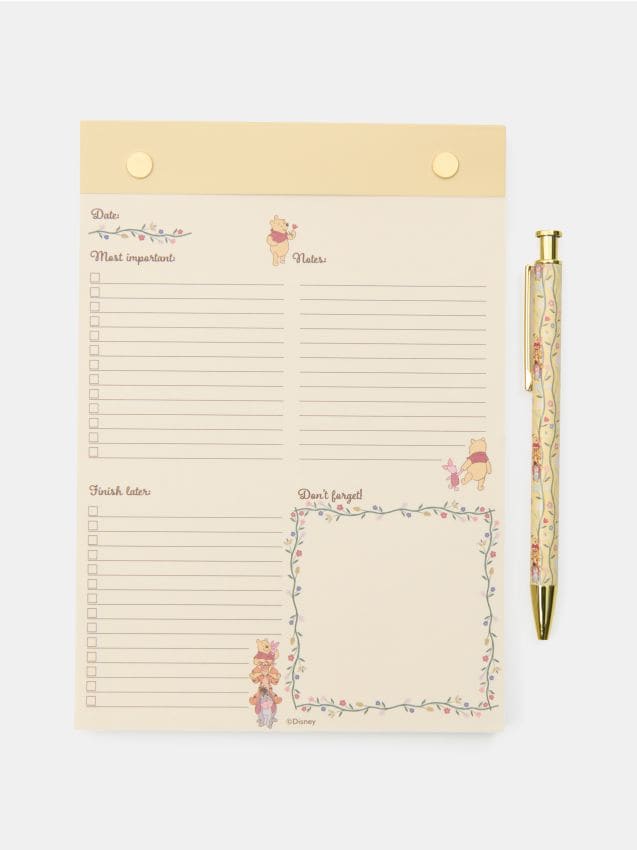 Sinsay - Set: planner și pix 2 pack Winnie the Pooh - galben-deschis