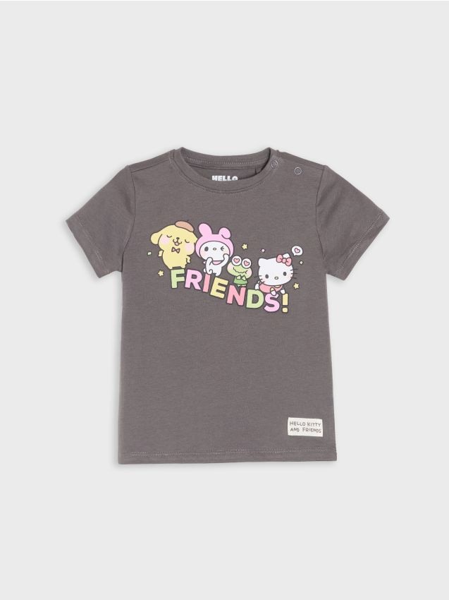 Sinsay - Tricou din bumbac cu imprimeu Hello Kitty - gri-închis