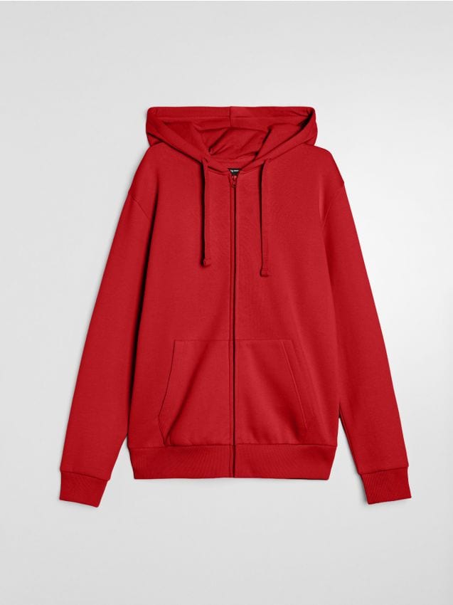 Sinsay - Hanorac cu glugă și fermoar - roșu