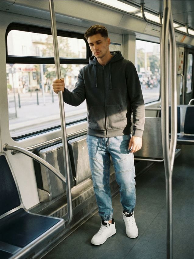 Sinsay - Hanorac cu glugă și fermoar - albastru-verzui