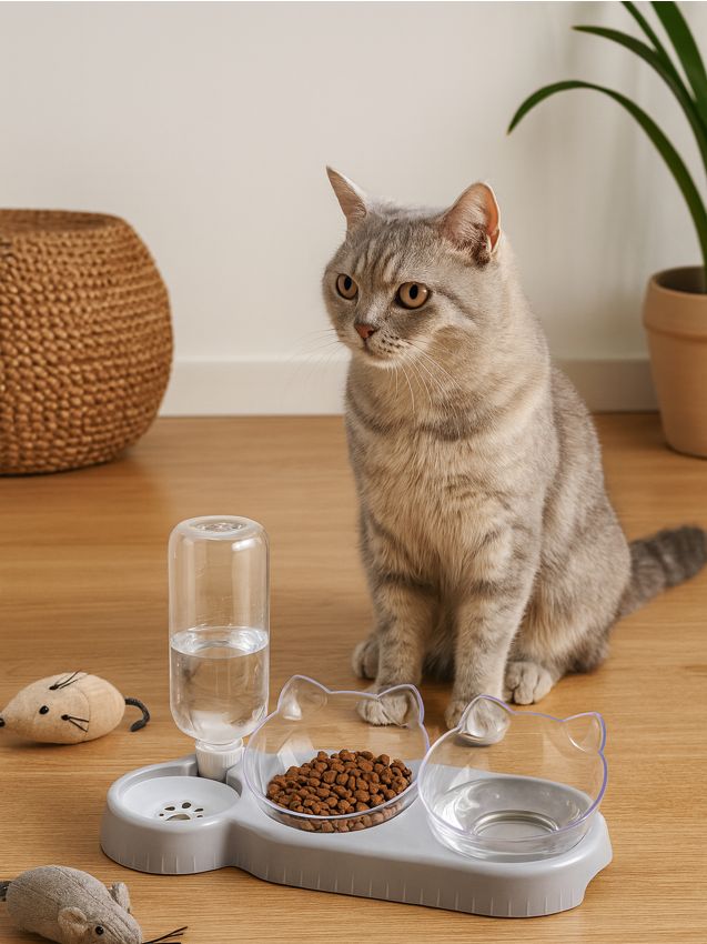 Sinsay - Dávkovač vody a krmiva pre mačky - svetlošedá
