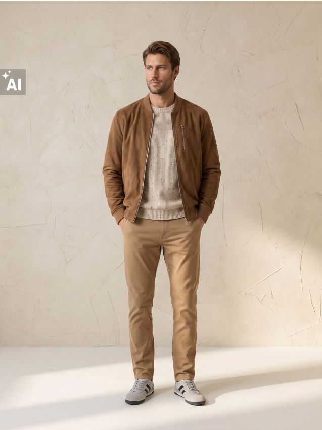 Sinsay - Geacă bomber din piele ecologică întoarsă - cafeniu