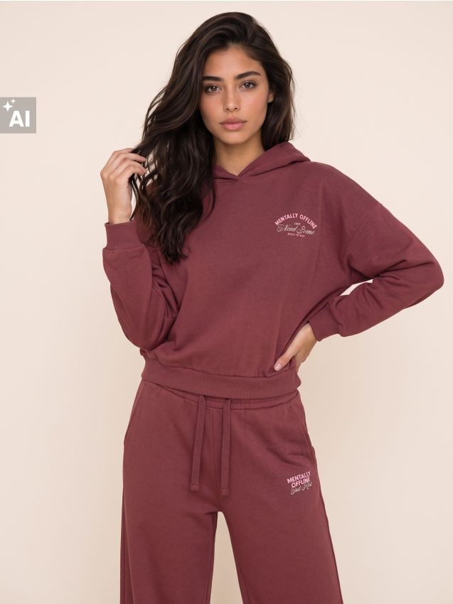 Sinsay - Hanorac tip hoodie cu inscripție - roșu-aprins