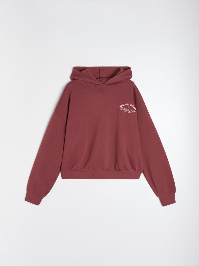 Sinsay - Hanorac tip hoodie cu inscripție - roșu-aprins