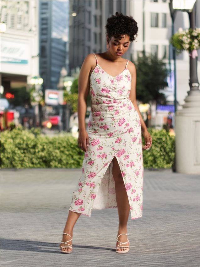 【BAON】25SS★ [BAONHAUS] Comne Banding Color Dot Midi SK polka-dots midi dress