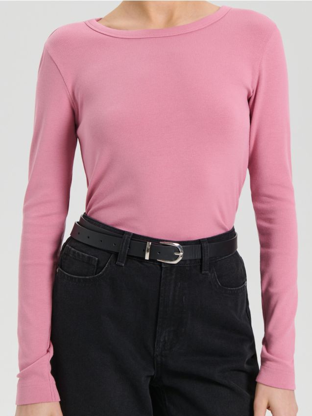 Sinsay - Tričko s dlhými rukávmi - pastelová ružová