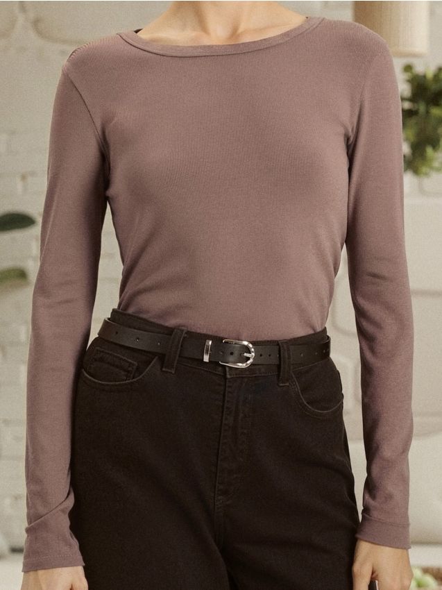 Sinsay - Tričko s dlhými rukávmi - kávová