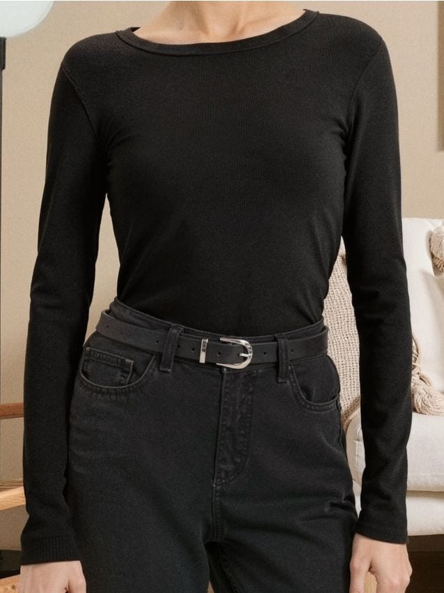 Sinsay - Tricou cu mânecă lungă - negru