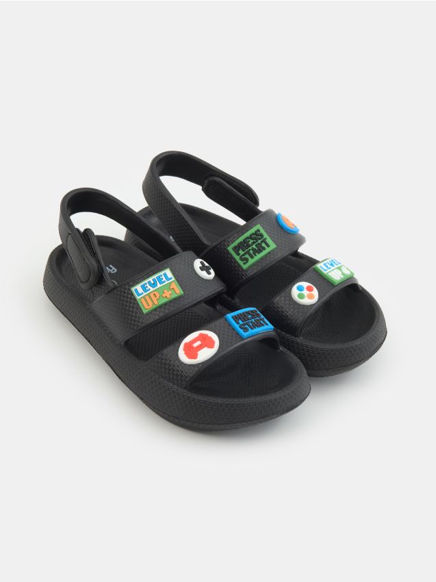 Sinsay - Sandale din spumă cu închidere cu velcro - negru