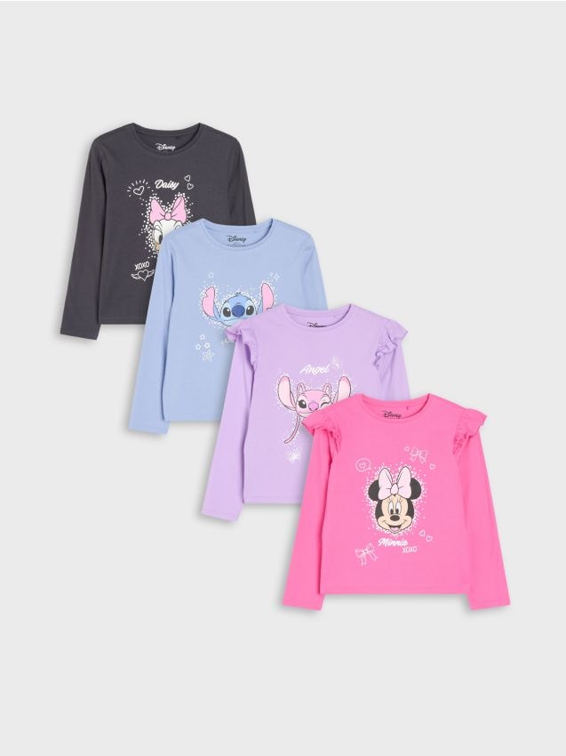 Sinsay - Set de 4 tricouri din bumbac cu volane și imprimeu Disney - multicolor