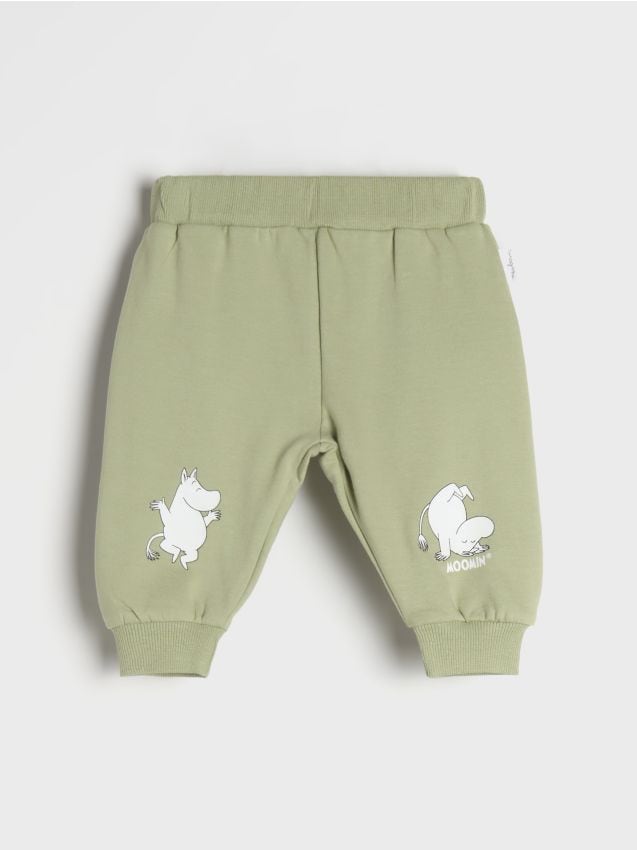 Sinsay - Pantaloni Sport Moomin - Verde-oliv Deschis