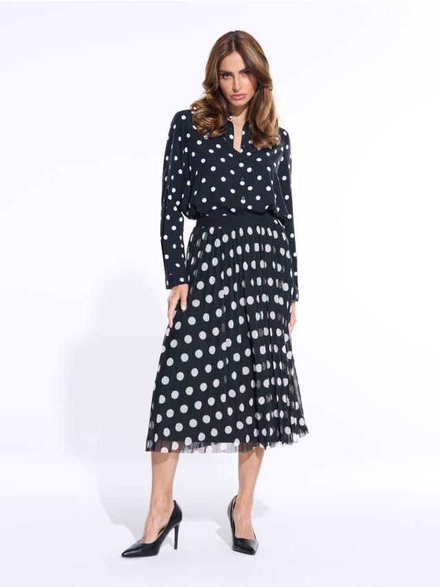 Sinsay - Fustă midi plisată cu buline - multicolor