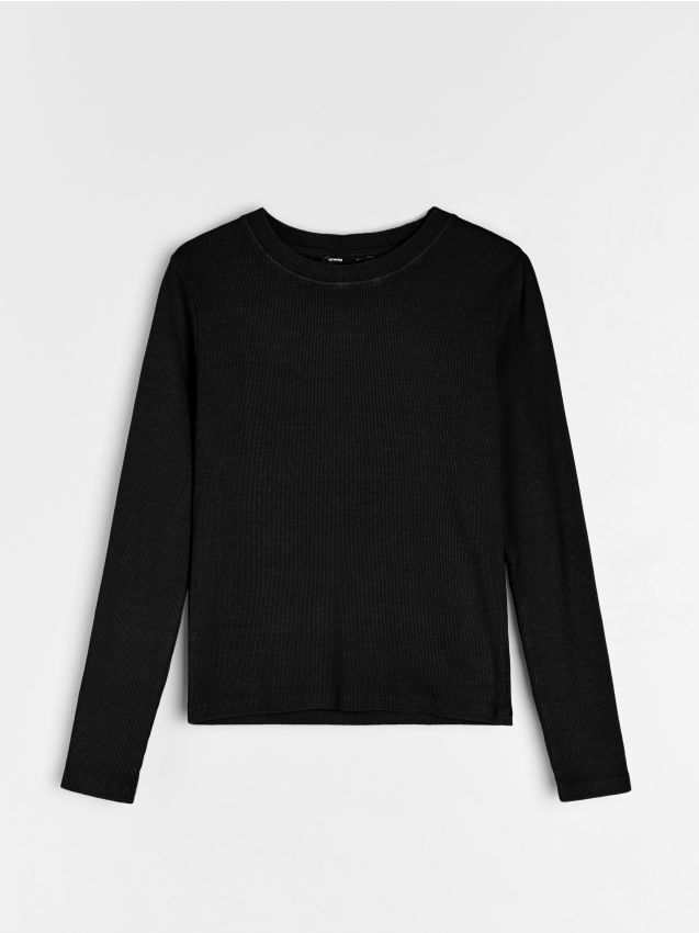 Sinsay - Rebrovaná blúzka - čierna