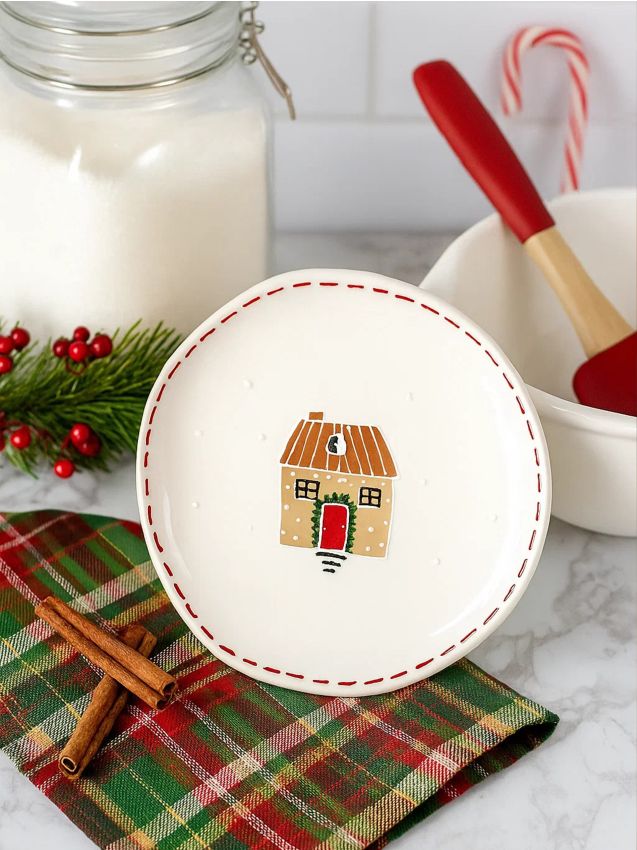 Sinsay - Vianočný tanier s motívom perníkovej chalúpky - biela
