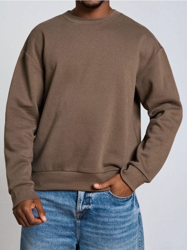 Sinsay - Bluză crewneck cu imprimeu - gri-maroniu