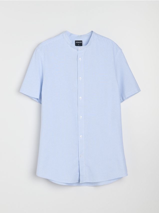 Sinsay - Cămașă din bumbac în dungi - albastru-pal