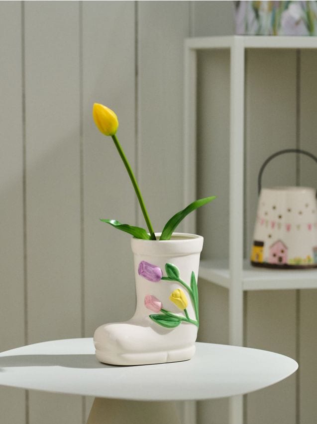 Sinsay - Vază ceramică în formă de cizmă de ploaie cu motiv floral - multicolor