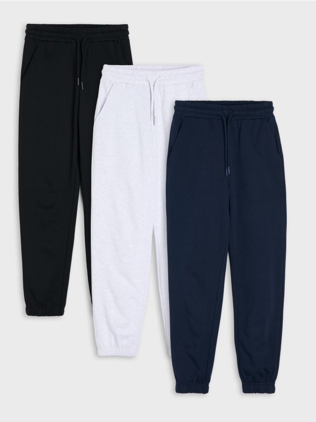 Sinsay - Set de 3 perechi de pantaloni sport jogger - bleumarin