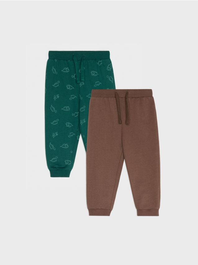 Sinsay - Pantaloni de trening din bumbac cu dinozauri set de 2 - maro