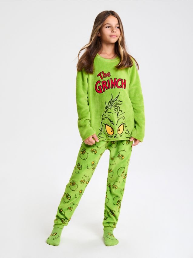 Sinsay - Dvojdielne flísové pyžamo Grinch - žlto-zelená