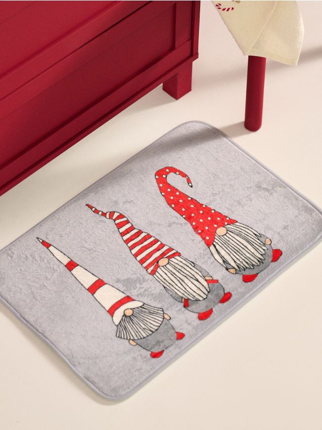 Sinsay - Kúpeľňový koberec s vianočným motívom - svetlošedá