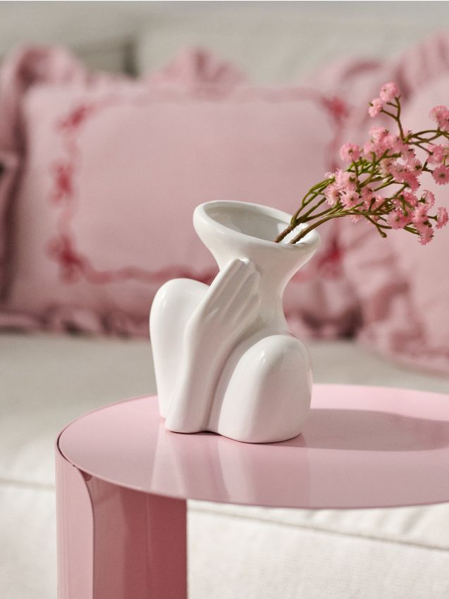 Sinsay - Vazã decorativă din ceramică în formă de bust - alb