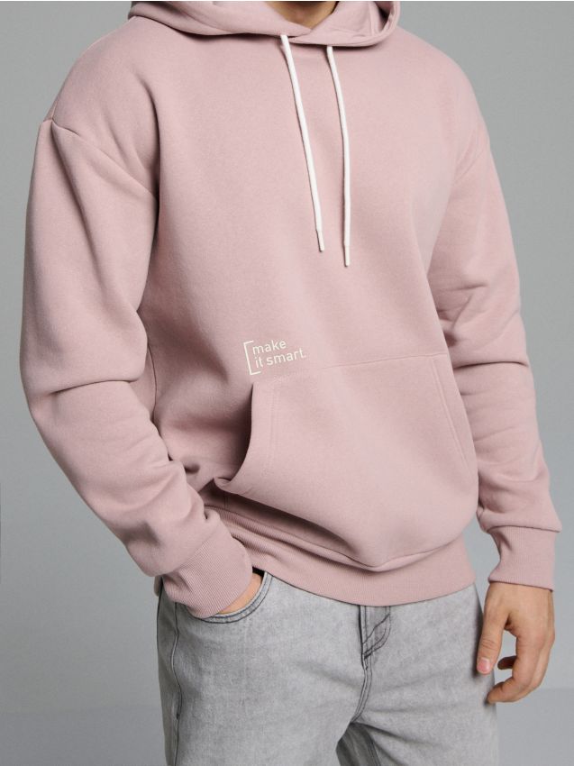 Sinsay - Hanorac tip hoodie cu inscripție - roz-pastel
