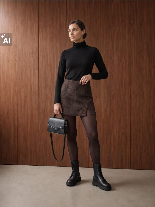 Sinsay - Fustă-pantalon scurt din material lucios - maro-închis