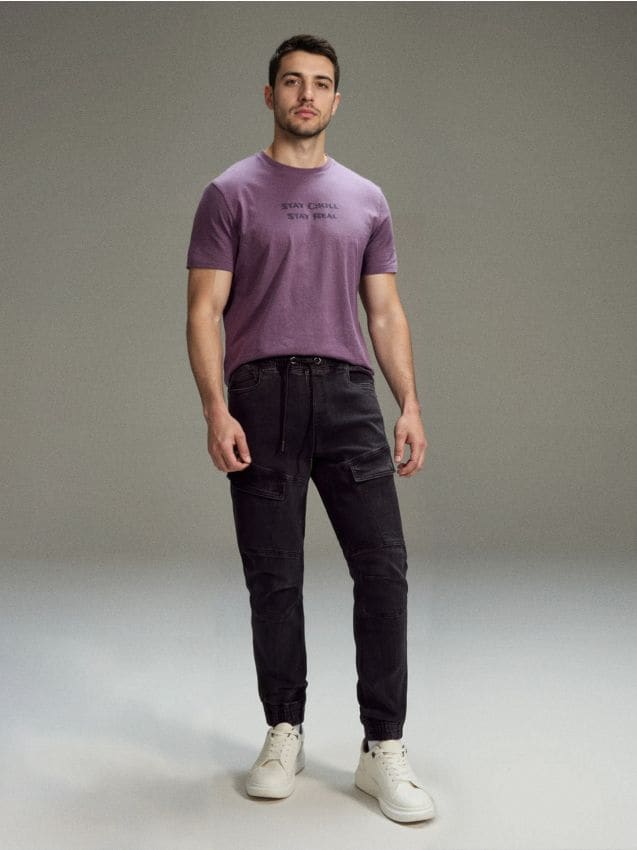 Sinsay - Pantaloni jogger slim fit - negru