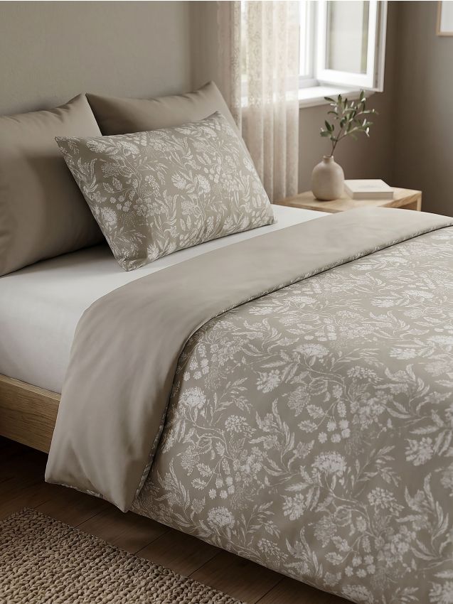 Sinsay - Set de lenjerie de pat cu motiv floral - bej