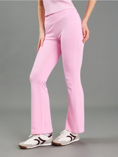 Viskózové žebrované kalhoty flare soft touch