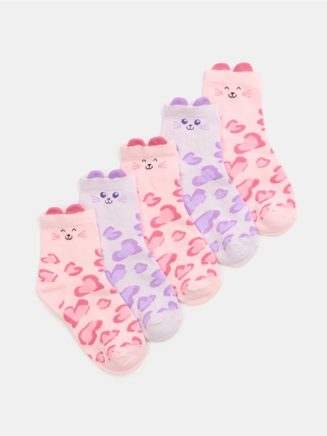 Sinsay - Zestaw skarpetek z motywem kota 5 pack - wielobarwny