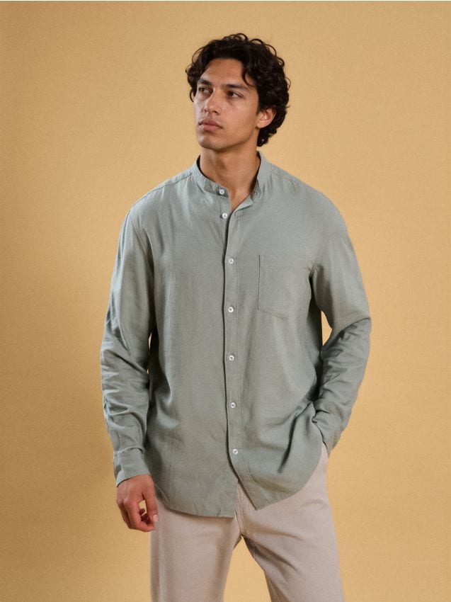 Sinsay - Koszula z domieszką lnu - zielony