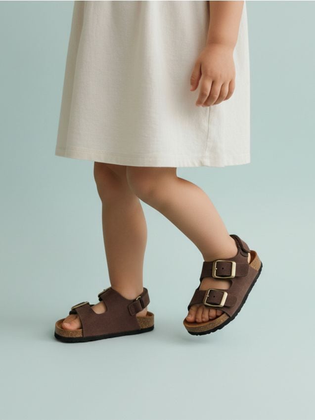 Sinsay - Sandale cu toc înalt și catarame - maro