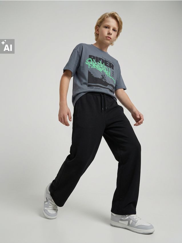 Sinsay - Pantaloni de trening oversize cu opritoare - negru