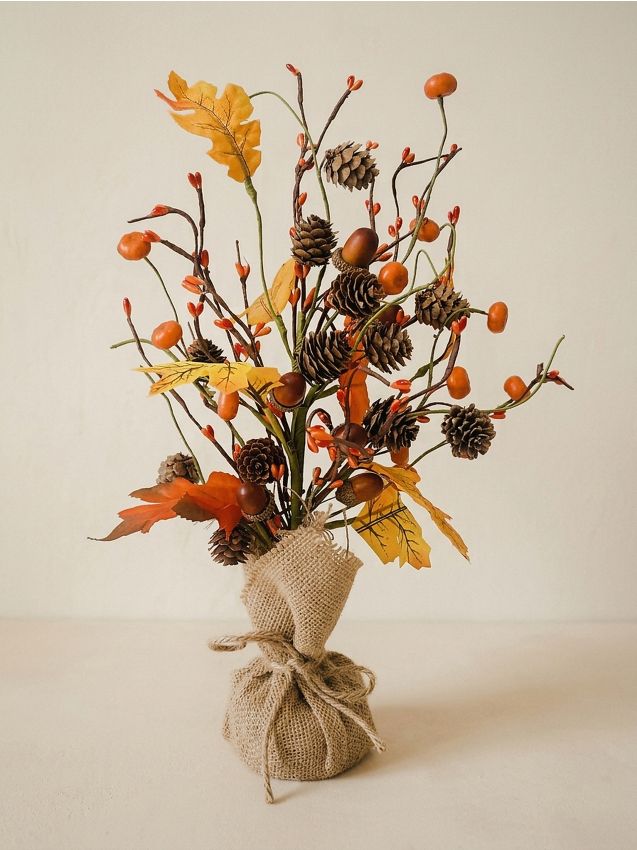 Sinsay - Plantă decorativă – motiv de toamnă în sac de iută - portocaliu