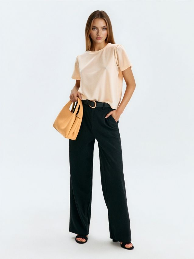 Sinsay - Eleganckie klasyczne spodnie z domieszką wiskozy - czarny