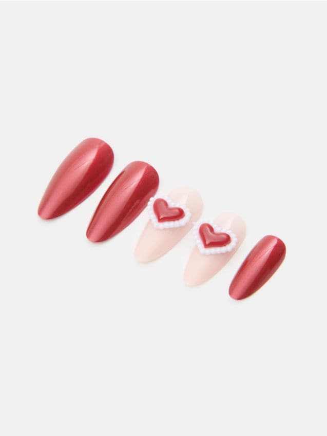 Sinsay - Unghii false în formă de migdale 24 pack - roșu