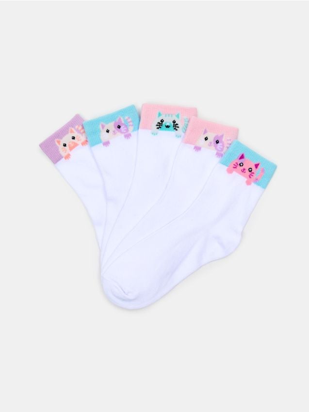 Sinsay - Prążkowane skarpetki z motywem kotów 5 pack - wielobarwny